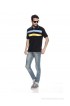 Leana Multicolour Cotton Color Blocks Half Sleeves Men Polo T-shirt